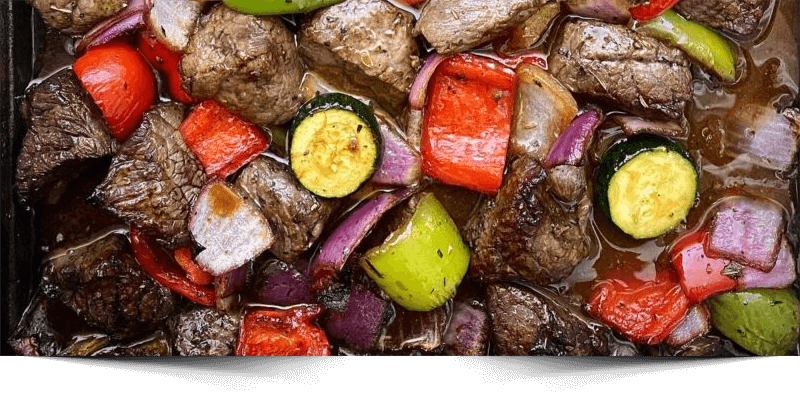 Sheet Pan Deconstructed Beef Kebabs