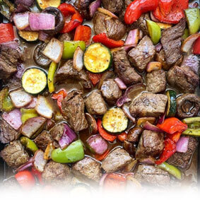 Sheet Pan Deconstructed Beef Kebabs