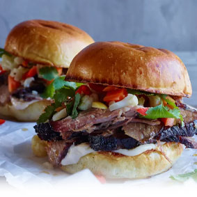 Smoked Brisket Sandwiches with Pickled Vegetables
